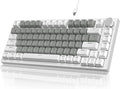 Attack Shark ajazz AK820 75% Mechanical Gaming Keyboard with Knob Hot Swappable Custom Gasket Mounted Keyboard USB-C Wired White LED Linear HP Red Switch for PC/Win/Mac