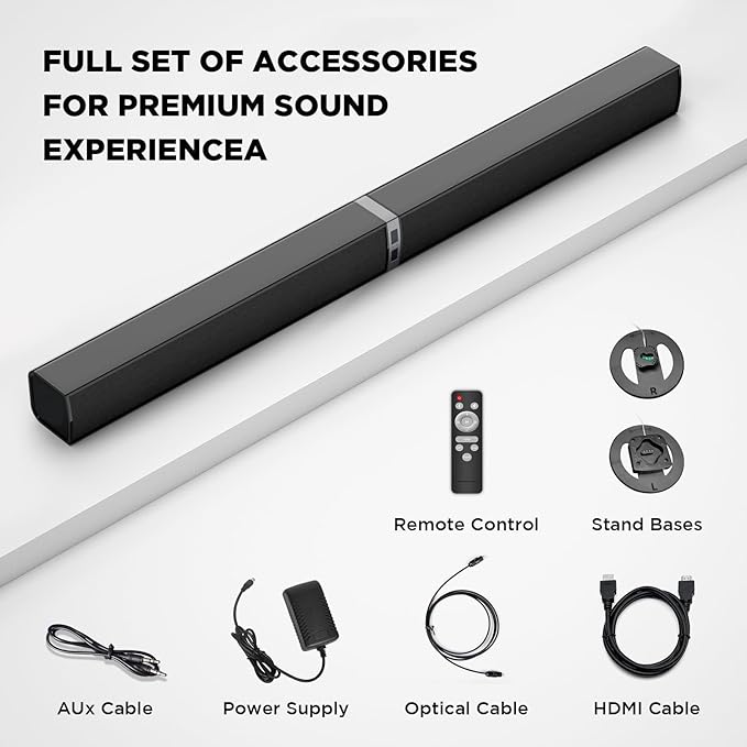 MZEIBO Sound Bar for Smart TV，80W Bluetooth Soundbar 2-in-1 Detachable TV Speaker with Bluetooth 5.0/ARC/Optical/AUX, Home Theater Surround Sound System for TVs