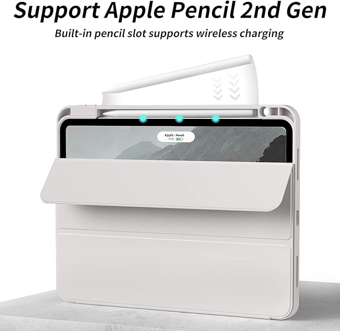 Case for iPad Pro 12.9-inch 2022/2021(6th/5th Gen), iPad Air 13 Inch (M4/M3/M2,2026/2025/2024) with Pencil Holder, 2nd Gen Pencil Charging, Auto Sleep/Wake, Flexible TPU Protective Cover (Gray)