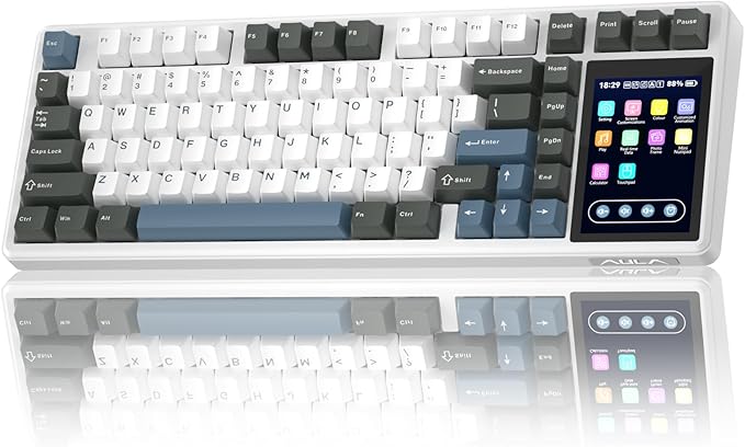 Aula L99 Wireless Mechanical Keyboard with Smart Touch Screen,Tri-Mode Hot Swappable Custom Gaming Keyboard,RGB Backlit,PBT Keycap,Gasket Mount Creamy Sounding Computer Keyboards for Office PC,84 Keys
