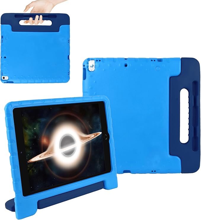 for Kids iPad Pro 12.9 Case 2nd 1st Generation with Pencil Holder and Anti-Slip Handle, Super Protection Rugged Cover for 12.9 inch iPad Pro 2015 2017 - Dark Blue