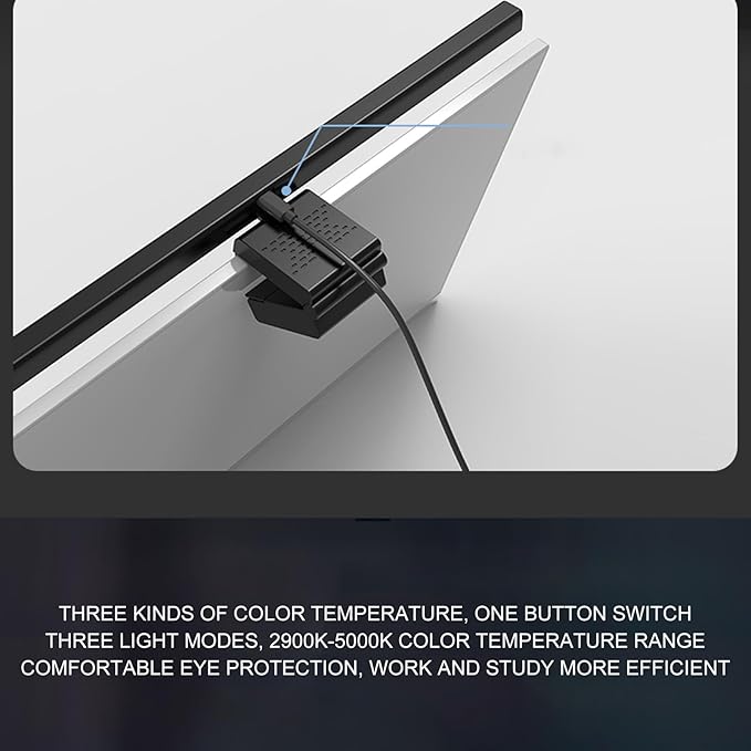 Joyzan Computer Monitor Light Bar,Clip On Eye Strain LED Screen Bar Reading Dimmable Lamp Reduce Bluelight Touch Control Adjustable Stepless Dimming Caring for Home Office Gamer (White)