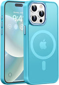 Newfuture Magnetic for iPhone 15 Pro Case [Compatible with Magsafe] [Military Grade Drop Protection] Translucent Matte Anti-Fingerprint Shockproof Phone Case for iPhone 15 Pro 6.1 inch, Lake Blue