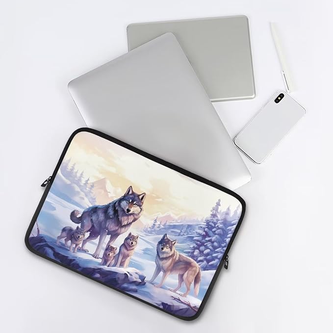 Cool Wolf Laptop Sleeve for Women 17 inch Lap Top Case Portable Laptop Accessories with Versatile Uses Computer Sleeve Laptop Pouch Ideal Gifts for Holidays Purple, 240703BZ1403015