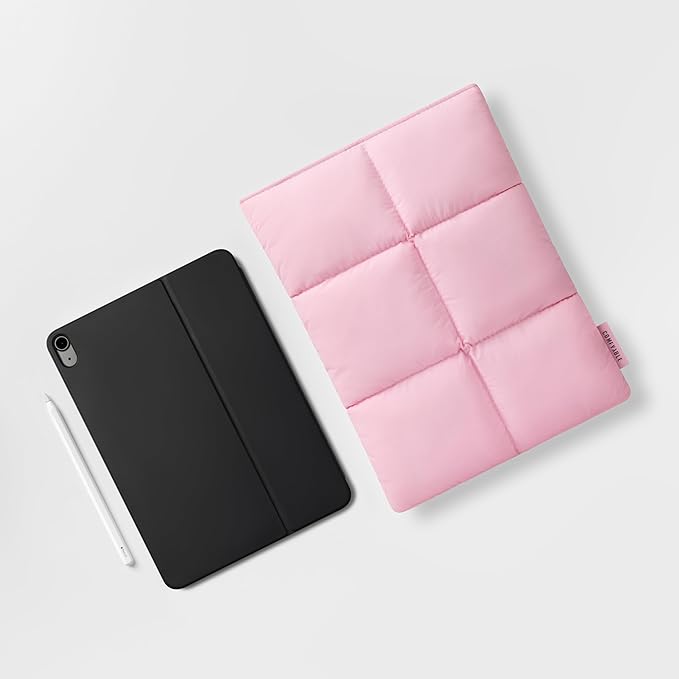 Comfyable Puffy 9-11 Inch Tablet Sleeve Compatible for 11 Inch iPad Pro M5, iPad Air M4 2026 with Magic Keyboard, Quilted Puffer Vertical Tablet Carrying Case for Women Men, Candy Pink