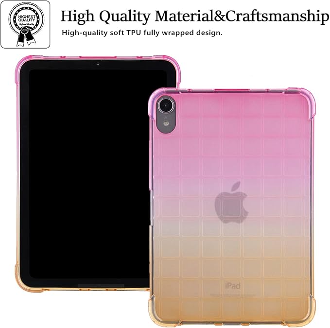 for iPad (A16) 11th Generation 11" 2025 & iPad 10th Generation Case 10.9 inch 2022, Lightweight Thin Translucent Soft TPU Back Shockproof Matte Clear Silicone Gradient Shell, Pink & Yellow