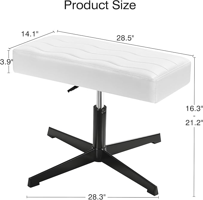 VECELO Under Desk Footrest, PU Ergonomic Foot Rest with Comfort Padding, Height Adjustable for Relieving Leg Pain, Stiffness, and etc, White