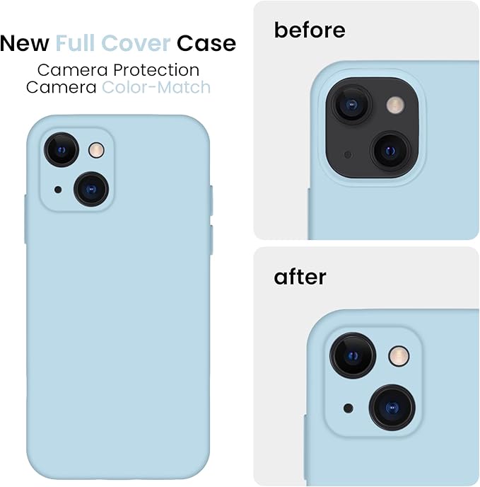 FireNova Designed for iPhone 13 Case, Silicone Upgraded [Camera Protection] Phone Case, Soft Anti-Scratch Microfiber Lining Inside, 6.1 inch, Sky Blue