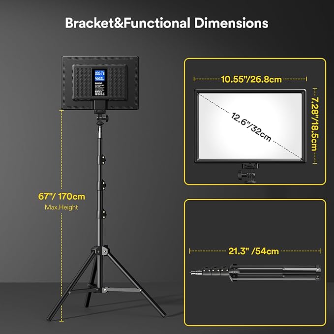 RALENO 13" Edge-Lit LED Video Light Panel Kit (2-Pack), Bi-Color 2500K-6500K Soft Studio Lights with CRI 95+, 75" Stand & 8000mAh Battery, Photography Light for Streaming/Zoom/YouTube/Makeup