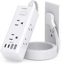 3Ft Extension Cord with Multiple Outlets, Flat Plug Power Strip Surge Protector with 3 Ft Cord, 6 Outlet 4 USB Ports (2 USB C), Multi Outlet Wall Plug for Travel, College, Dorm Room Essentials(White)