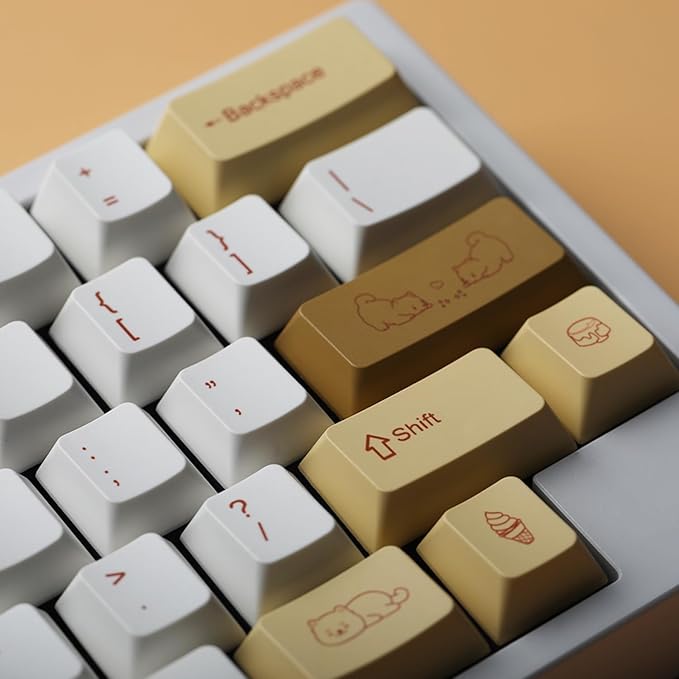 Cute Shiba Inu PBT Keycaps Set - Cherry Profile Animal Dog Keycaps for 60/65/75% Gaming Keyboard, No Backlight, Custom with Key Puller