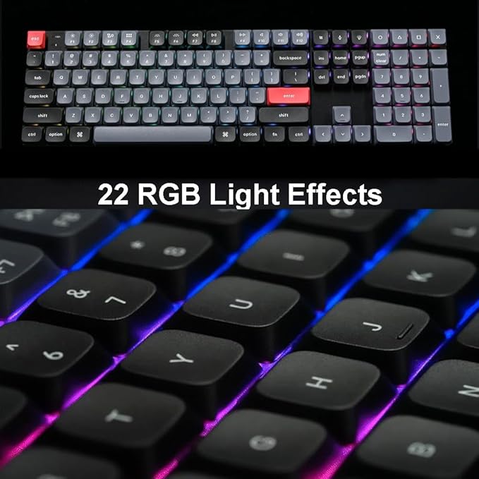 Keychron K5 Pro QMK/VIA Custom Wireless Mechanical Keyboard, Hot-Swappable Full Size Layout 108 Keys Programmable, Ultra-Slim RGB Low Profile Brown Switch, Bluetooth/USB-C for Mac Windows Linux