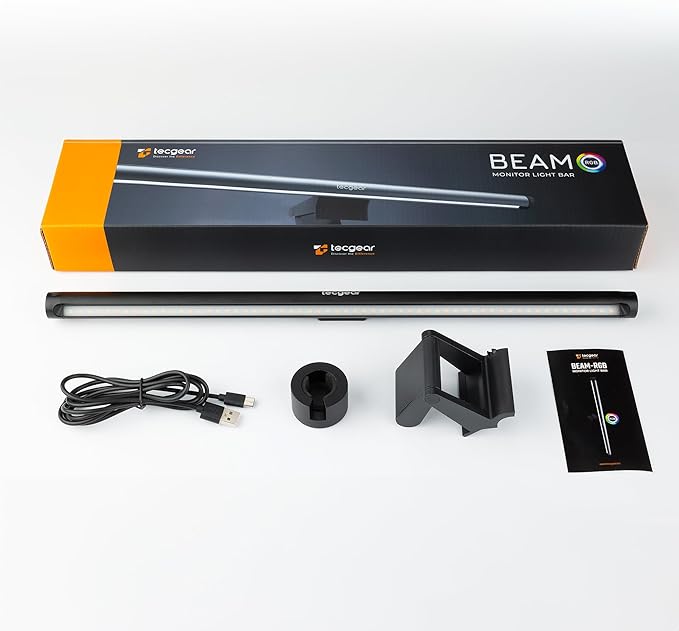 Beam RGB Monitor Light Bar | LED Monitor Lamp for Computer & Desk | Adjustable Backlight & Front White Light | Eye Caring Screen | Touch Control, USB Powered | Space Saving Clamp | Matte Black
