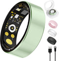 Smart Ring for Women Men, Health Tracker with Heart Rate/Blood Oxygen/Blood Pressure/Sleep Monitoring/Step Counting, IP68 Waterproof Fitness Ring, No App Fees for iPhone & Android (Green, 7#)