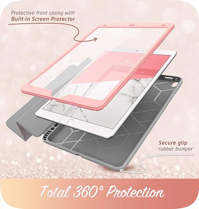 i-Blason Cosmo Case for iPad Air 3 10.5" 2019 (3rd Gen) / iPad Pro 10.5 2017, [Built-in Screen Protector] Trifold Stand Protective Case Cover with Pencil Holder and Auto Sleep/Wake, Marble, 10.5"