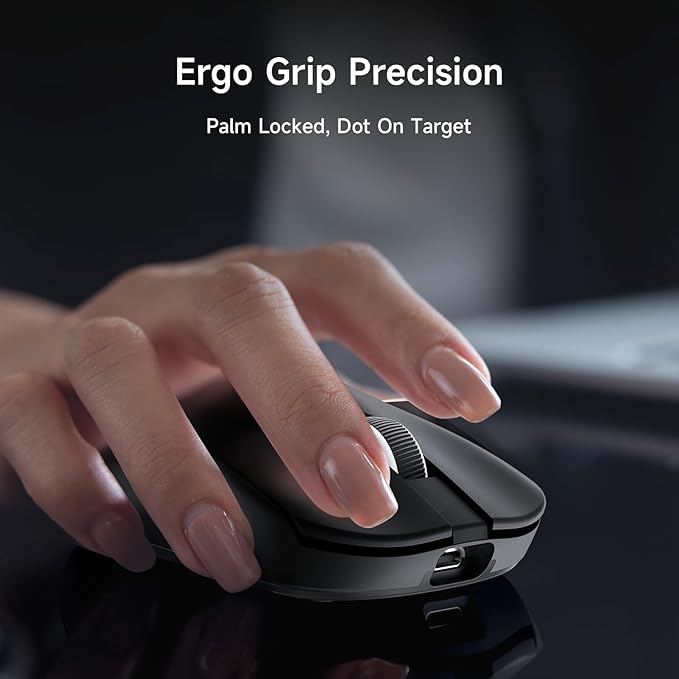 MCHOSE L7 Pro Wireless Gaming Mouse Super Light 39g, Gaming Mouse Esport with 26K DPI, Optical Switch, Programmable Buttons, Dual 8K Polling and PAW3395 Sensor, Tri-Mode Connection, PC/Mac - Black
