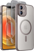 Symcele Designed for iPhone 12 Case, Compatible with MagSafe, with Privacy Screen Protectors X2, [Camera Protection] [15FT Military Drop Protection] Shockproof Phone Case, 6.1", Natural Titanium