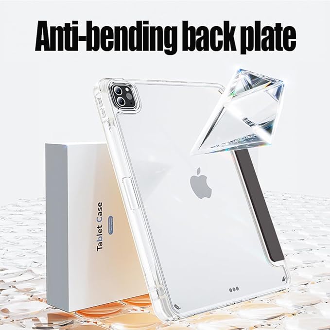 Case for iPad Pro 11 Inch 4th/3rd/2nd Generation (2022/2021/2020) with Pencil Holder, Multi-Angle Trifold Stand, Auto Wake-Sleep, Protective Clear Acrylic Backshell, Slim Smart Cute Cover (Black)