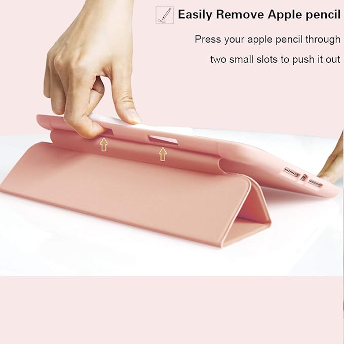 Aoub Case for iPad 9.7 inch 6th/5th Generation Case 2018/2017 with Pencil Holder, Thin Lightweight Smart Stand Cover, Auto Wake/Sleep, Model A1822/A1823/A1893/A1954, Pink