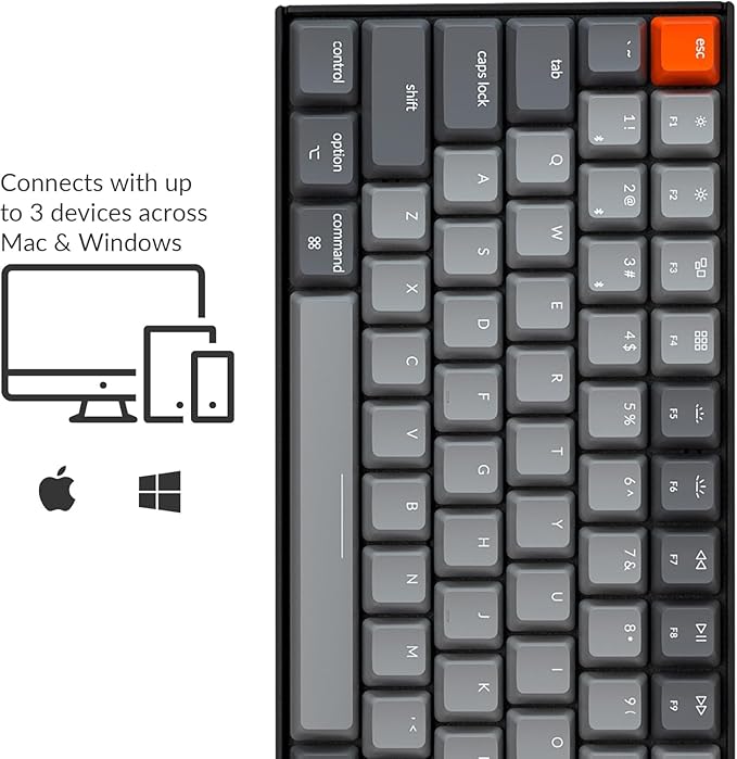 Keychron K4 96% Layout 100 Keys Wireless Bluetooth 5.1/Wired USB Mechanical Gaming Keyboard with Keychron Super Brown Switch White LED Backlight N-Key Rollover for Mac Windows PC-Version 2