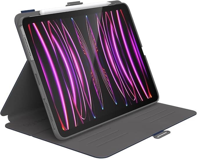 Speck Case for iPad Pro 4th Generation 11 Inch - Drop & Camera Protection, Slim Multi Range Stand, Apple Pencil Holder - Arcadia Navy/Moody Grey