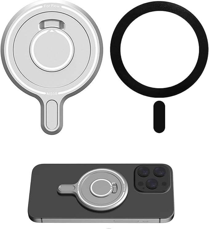 Cell Phone Magnetic Mount Adapter Compatible for Insta360 Flow/Flow Pro Smartphone Gimbal Stabilizer, Metal Magnet Plate Adapter Base with Magnetic Ring Accessories