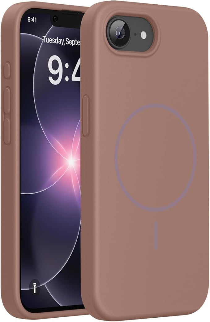 Miracase Magnetic for iPhone 17e Case & iPhone 16e Case, [Soft Anti-Scratch Microfiber Lining], Compatible with MagSafe, Silicone Shockproof Protection Phone Case for iPhone 17e/16e, Chocolate