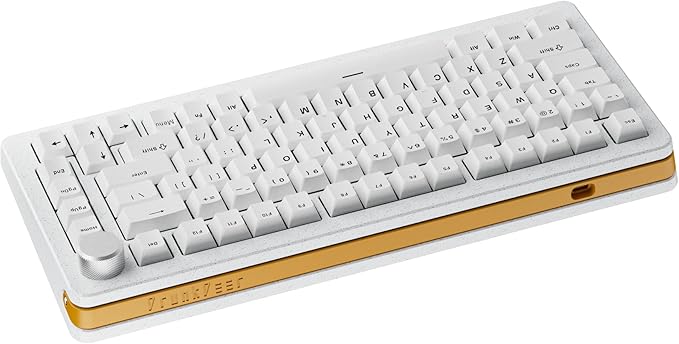 DrunkDeer A75 Pro Rapid Trigger Mechanical Gaming Keyboard HE Hall Effect Silent Magnetic Switch Adjustable Actuation PBT Keycap Cherry Profile RGB 75% 82Keys ANSI Wired with Knob,White