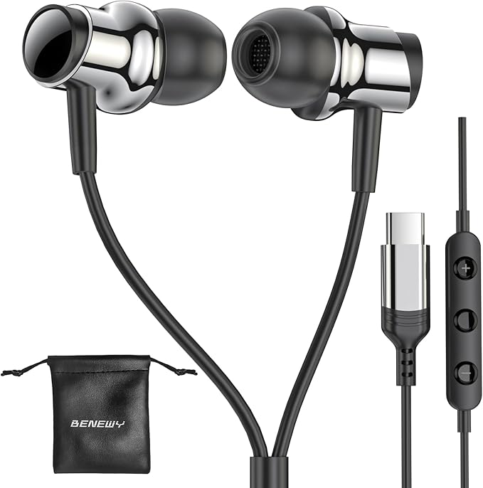 USB C Headphones for Samsung S26 S25 S24 S23 S22 A16 A56 Wired Earbuds USB C Magnetic in-Ear Type C Earphone with Mic Volume Control Stereo Noise Canceling Headphones for iPhone 17 16 15 Pro Max Pixel