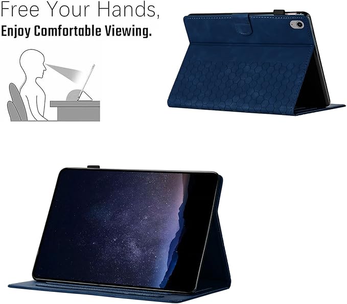 DTangLsm for iPad A16 Case iPad 11th Generation Case 11-inch 2025, iPad 10th Generation Case 10.9-inch 2022, Smart PU Leather Folio Stand Cover with Pencil Holder, Auto Wake/Sleep, Honeycomb Blue