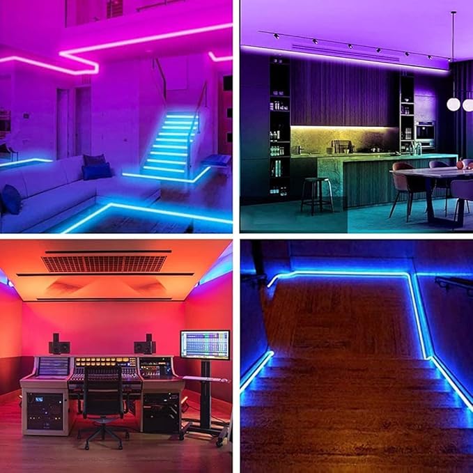 12V RGB LED Strip Lights, 5mm Wide Ultra Narrow 16.4ft Light Strips SMD 3535 IP20 Total 600 LEDs Colour Changing Light Strips for Bedroom, Kitchen, Advertising Decoration