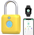 Fingerprint Padlock,Smart Padlock APP Control,Fingerprint Locker Lock,Gym Lock USB Rechargeable for Gym Locker,Locker, School,Storage Yellow