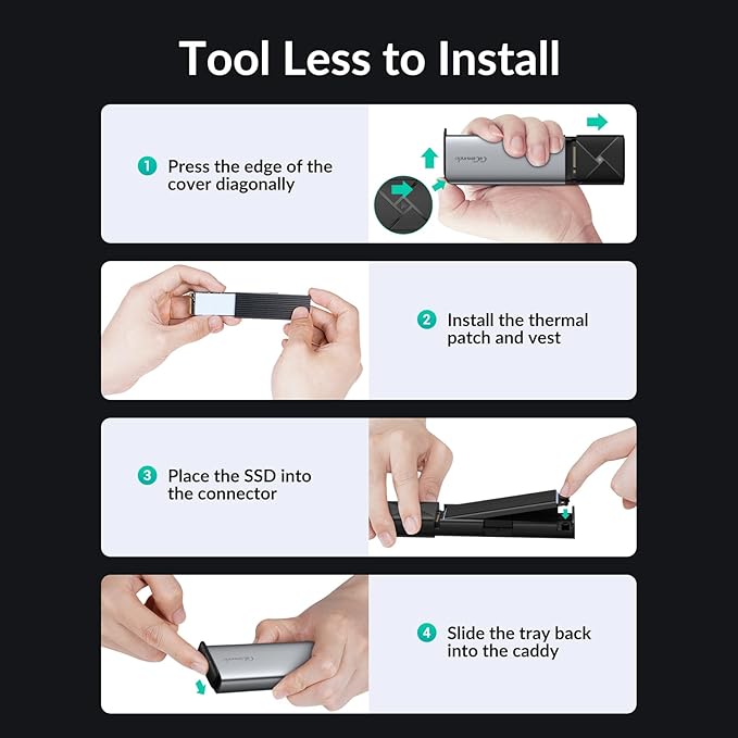 GiGimundo M.2 NVMe SATA SSD Enclosure Adapter Tool-Free, USB 3.2 Gen 2 (10Gbps) to PCI-E NGFF SATA M-Key/(B+M) Key External SSD Enclosure Support UASP for SSDs 2230/2242/2260/2280