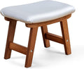 Sosola Foot Stool with Leather Cover,Foot Rest Made of Wooden for Couch,Bench,Sofa,Under Office Desk (Silvery)