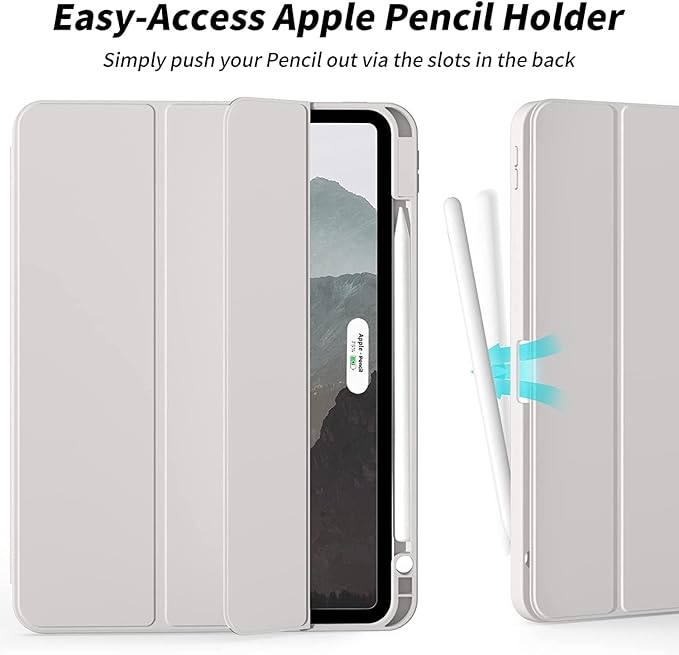 Case for iPad Pro 12.9-inch 2022/2021(6th/5th Gen), iPad Air 13 Inch (M4/M3/M2,2026/2025/2024) with Pencil Holder, 2nd Gen Pencil Charging, Auto Sleep/Wake, Flexible TPU Protective Cover (Gray)
