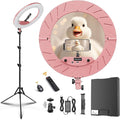 18 Inch Ring Light Kit, 55W6700k Dimmable LED Light, Tripod Stand, Remote Controller,Box,CRI95(Pink)