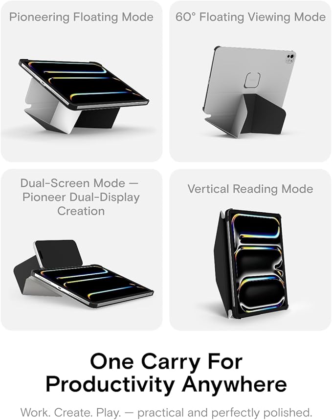 MOFT Dynamic Folio Case for iPad Pro 13" (M5 2025 / M4 2024)-[Reinforced Corner Protection] Stable Slim Magnetic Stand with 20+ Viewing Angles, Premium MOVAS Leather, Misty Cove x Jet Black