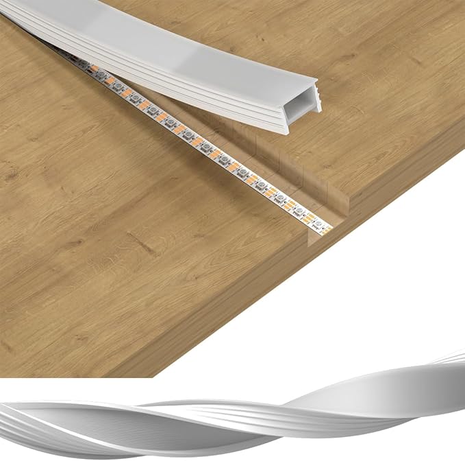 BTF-LIGHTING Silicone LED Channel System 9.8Ft Flexible Milky White Cover DIY Spotless Tube for ≤20mm Width LED Strip,Neon Rope Light Channel Diffuser, for Kitchen Cabinet, Room, Patio(No LED Strip)