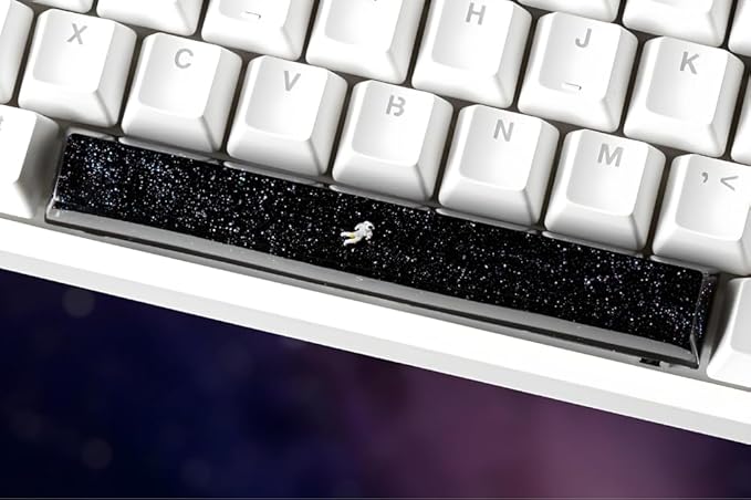 Astronaut Artisan Spacebar Keycap SA Profile Custom Space Explorer Spacebars 6.25U Keycaps Handmade Gaming Resin Key Cap Cherry MX Switch Compatible Mechanical Keyboard Space Lover Gift