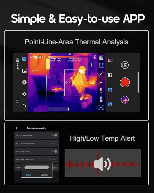 REVASRI Thermal Camera for iPhone and Android, 320×240 Super IR Resolution Thermal Imaging Camera, -4℉ to 842℉ Temp Range, Compatible with USB-C iOS & Android Device