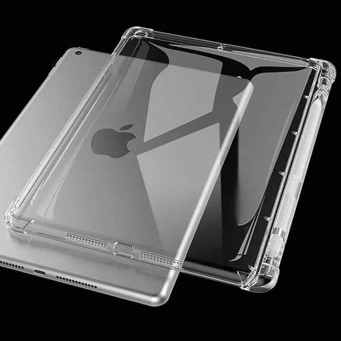 Clear Case for iPad 6th/5th Gen 9.7" (2018/2017) & iPad Air 1/Air 2 Cover (Air 1st/2nd Gen) & iPad Pro 9.7 2017 with Pencil Holder Crystal Transparent Shockproof Soft TPU Back Shell, Clear