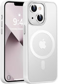 Newfuture Designed for iPhone 13 Case & iPhone 14 Case with Magnetic [13 FT Military Drop Protection] [Compatible with Magsafe] Translucent Shockproof with Anti-Fingerprint Phone Case, Frosted White