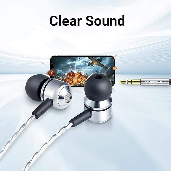 Wired Earbuds, in-Ear Headphones Wired with Pure Bass Sound, Noise Isolating 3.5mm Headphones Earbuds Cord, Lightweight Cord Earphones for Samsung,iPhone, Laptop,Tablet, MP3 and Other 3.5mm Devices