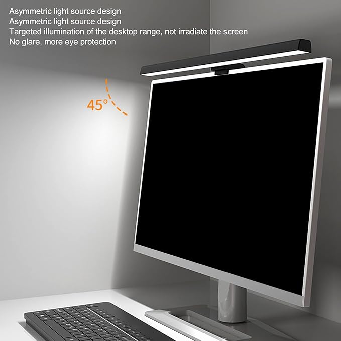 LICAEVEY Monitor Light Bar, 19.7in Light Bar with Clamp, 3 Switchable Light Modes and Touch Control, No Screen Glare Monitor Desk Lamp for Work and Office (Black)