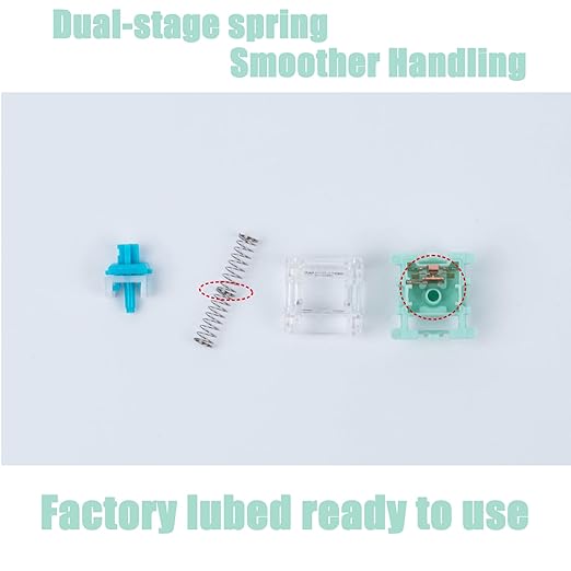 Jade Series Dual-Stage Spring Pre Lubed Switches Blue V3 Pro,3-Pin 60gf Clicky/RGB/LED Switches for Mechanical Keyboard（Blue,108pcs）