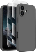 FireNova Designed for iPhone 16 Case, Silicone Upgraded [Camera Protection] Phone Case, Soft Anti-Scratch Microfiber Lining Inside, 6.1 inch, Space Gray
