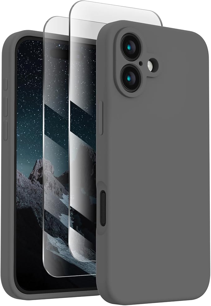 FireNova Designed for iPhone 16 Plus Case, Silicone Upgraded [Camera Protection] Case, Soft Anti-Scratch Microfiber Lining Inside, 6.7 inch, Space Gray