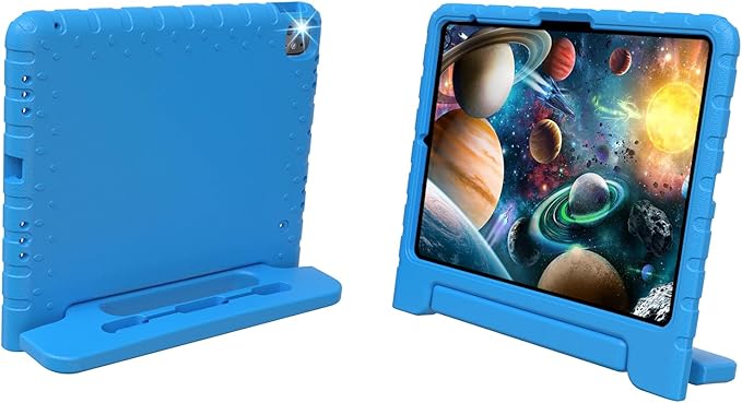 for iPad Pro 13 inch Case 2024, Shockproof Kids iPad 13 Pro Case, Protective Cover for iPad Pro 13 M4 with Pencil Holder, Anti-Slip Handle Stand, Blue