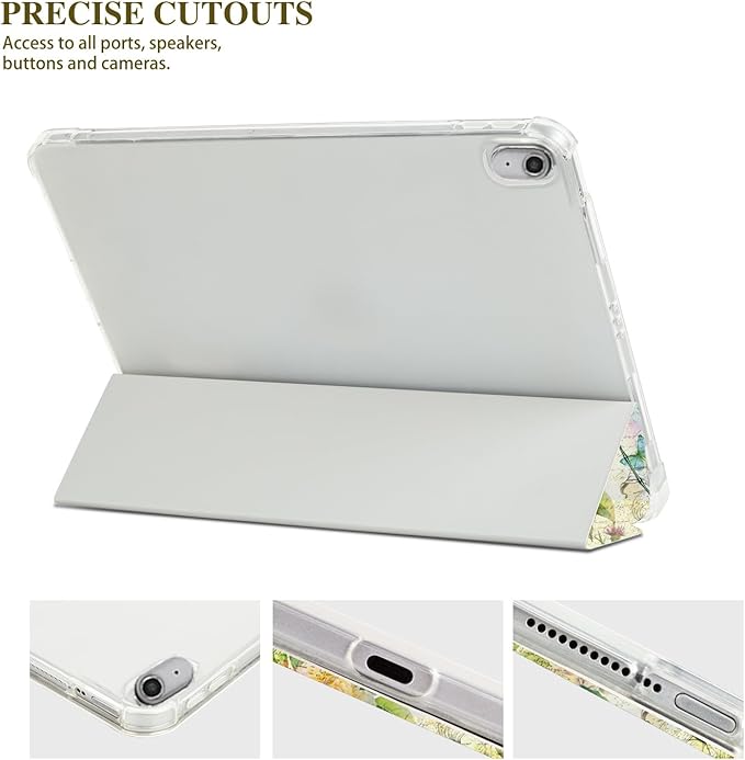 Vimorco for iPad (A16) Case 11th Generation 11" 2025, for iPad 10th Generation Case 10.9" Pencil Holder, Typing Stand, 2 Viewing Angles, Faux Leather Slim Auto Sleep/Wake, Dragonfly Flower Butterfly