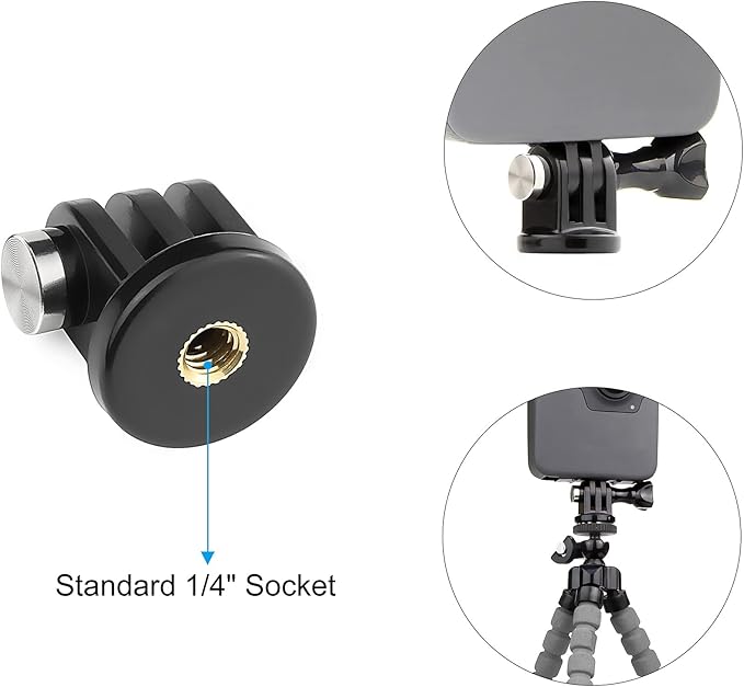 SOONSUN 3-Pack Tripod Mount Adapter for Gopro Hero 13, 12, 11, 10, 9, 8, 7, 6, 5, 4, 3+, 3, Session, Fusion, AKASO, SJCAM, DJI Osmo Action Camera - 316 Stainless Steel Screw Nut, Rustproof in Seawater